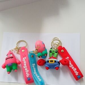SpongeBob SquarePants Keychain Set - Pink, Blue, Red